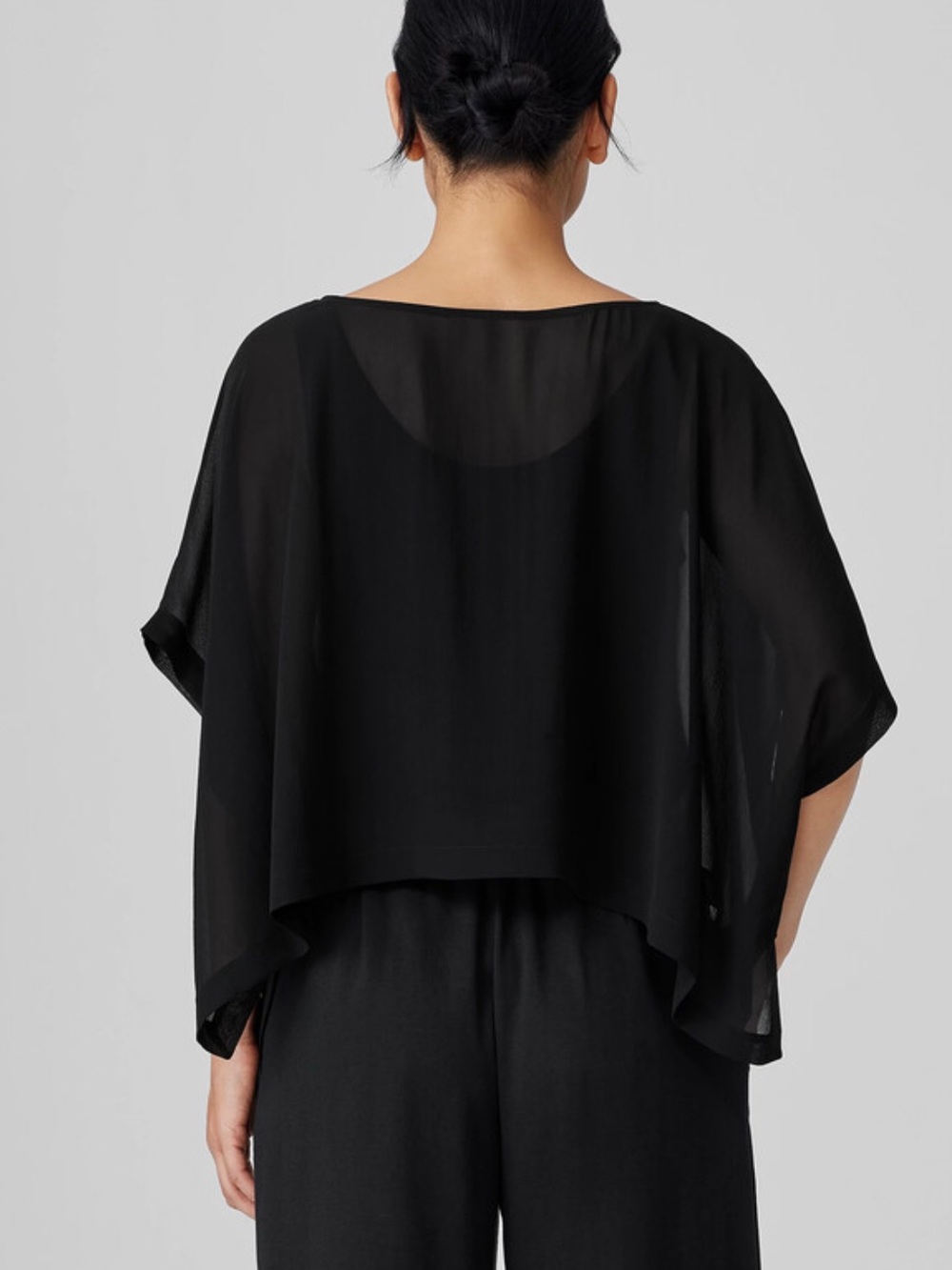 Eileen Fisher draped sheer poncho top, 1X/2X - Picture 2 of 6